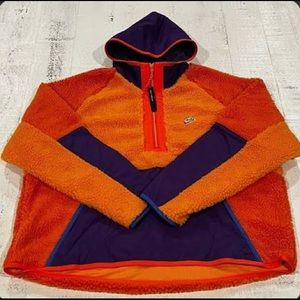 Size L, Orange & purple nike winter sherpa half-zip hoodie